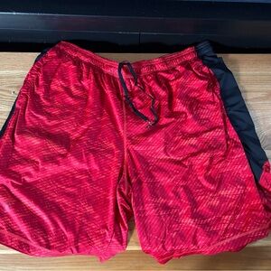 Under Armour Red and Black Athletic Shorts with Elastic Waistband